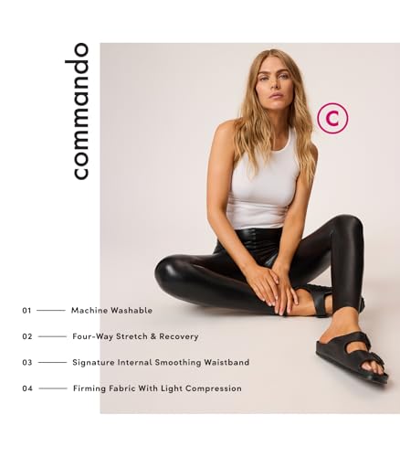 commando Faux Leather Legging | High-Rise Fit | Signature Internal Smoothing Waistband | Four-Way Stretch | Machine Washable | Black, Small - Image 3