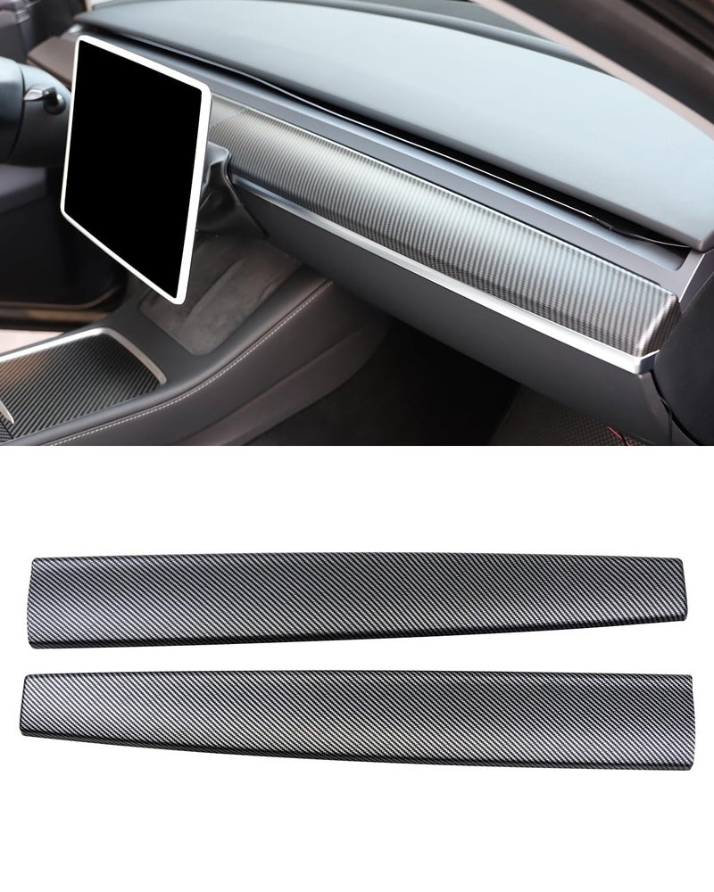 KKTR-CAR Dashboard Cover Wrap and Front Door Inner Armrest Panel Cover Trim Compatible with Tesla Model 3 2021-2023 Model y 2020-2025,NOT for Performance (Matte Carbon Fiber Pattern 2pcs, 2pcs) - Image 1