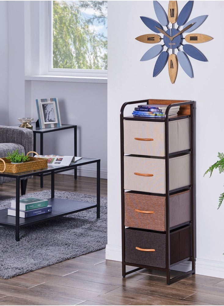 Extra Storage Shelves with 4 Easy Pull Fabric Drawers and Wood Table Top EX-83897  - Image 1