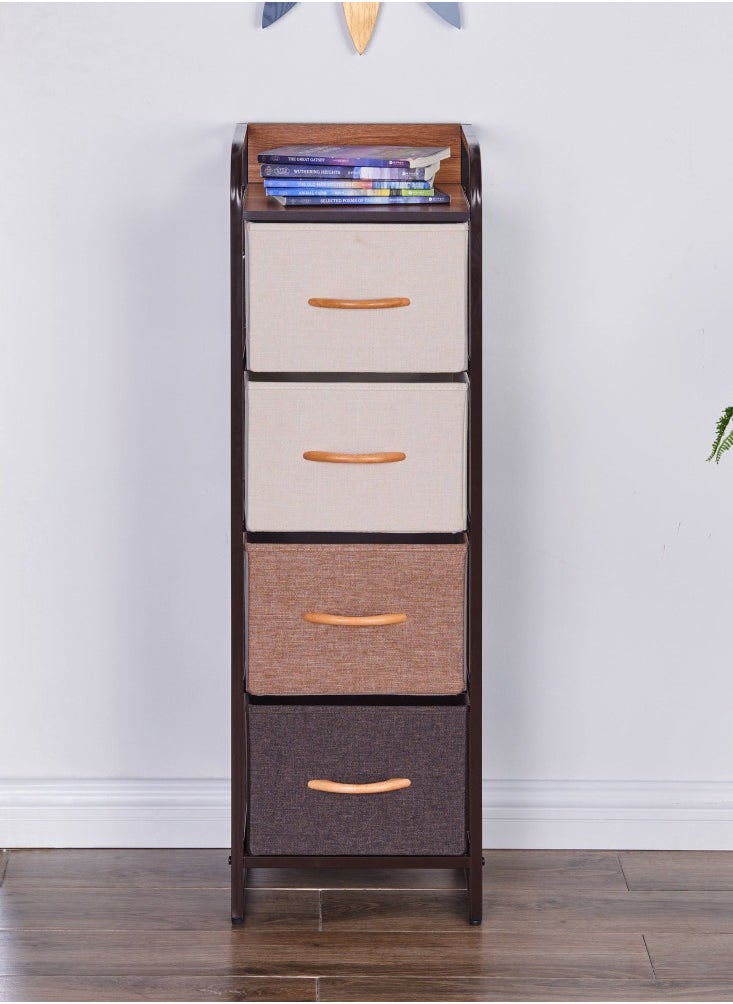 Extra Storage Shelves with 4 Easy Pull Fabric Drawers and Wood Table Top EX-83897  - Image 2