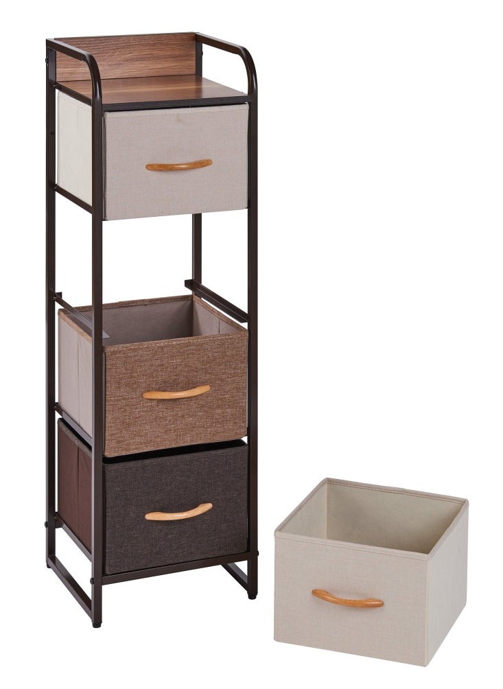 Extra Storage Shelves with 4 Easy Pull Fabric Drawers and Wood Table Top EX-83897  - Image 4