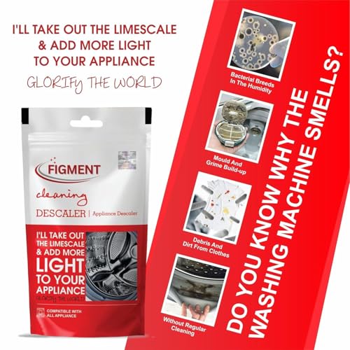 FIGMENT Washing Machine Cleaner & Descaling Powder, Washing Machine Drum Cleaner & Tub Cleaner | Descaler for top load and front load | 600g (6 Pouch Each 100g) - Image 3