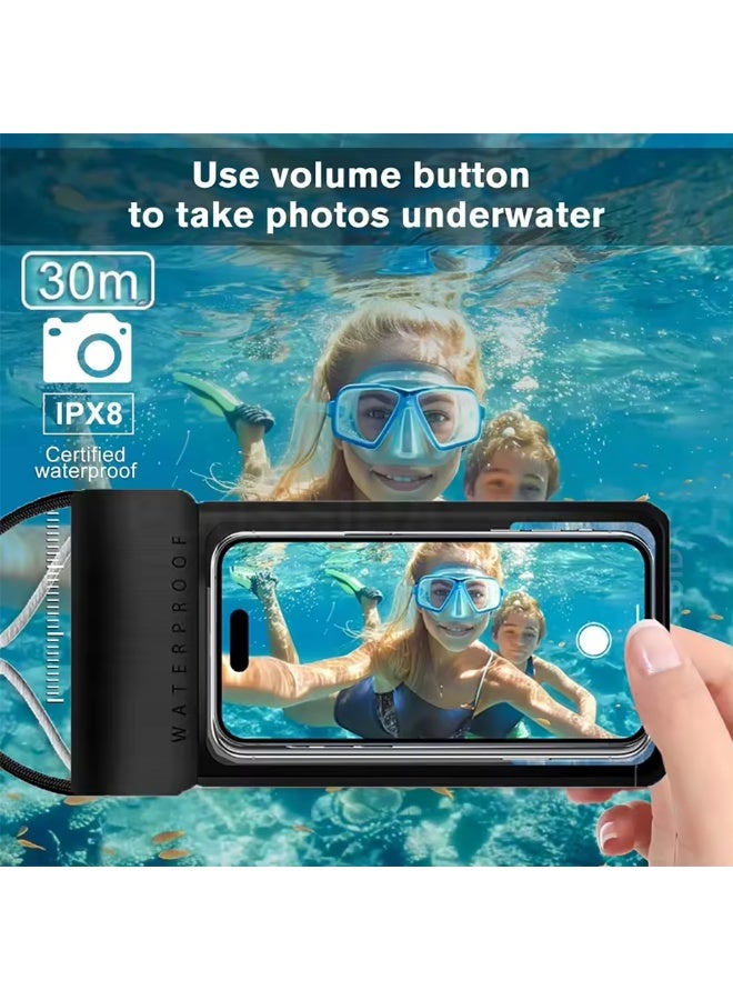 Universal Waterproof Phone Case, IPX8 Certified 30M Underwater Cellphone Dry Bag/Pouch with Adjustable Lanyard for Diving and Swimming, Multiple sealed, PU001 (Black, 7.2 Inch) - Image 4
