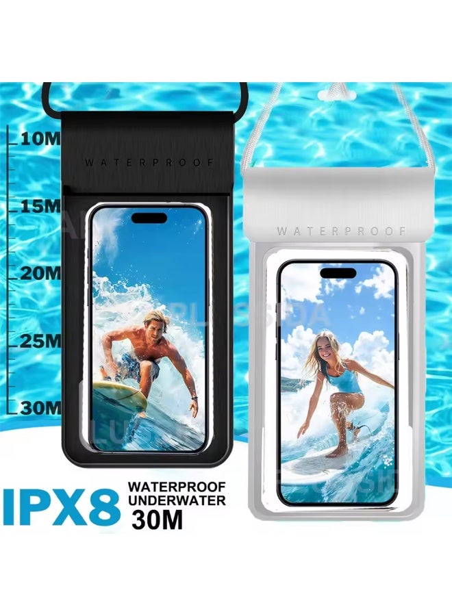 Universal Waterproof Phone Case, IPX8 Certified 30M Underwater Cellphone Dry Bag/Pouch with Adjustable Lanyard for Diving and Swimming, Multiple sealed, PU001 (Black, 7.2 Inch) - Image 3