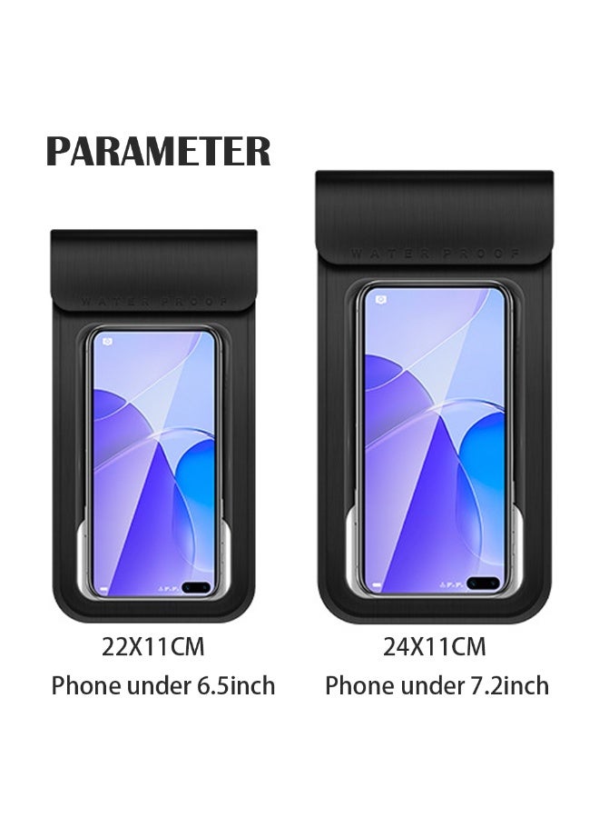 Universal Waterproof Phone Case, IPX8 Certified 30M Underwater Cellphone Dry Bag/Pouch with Adjustable Lanyard for Diving and Swimming, Multiple sealed, PU001 (Black, 7.2 Inch) - Image 2