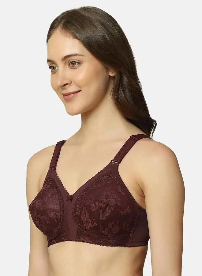 ترايامف Triumph International Women's Non Padded | Wireless | Doreen 36F Deep Burgundy | Full-Coverage Big Cup Bra | Pack of 1
