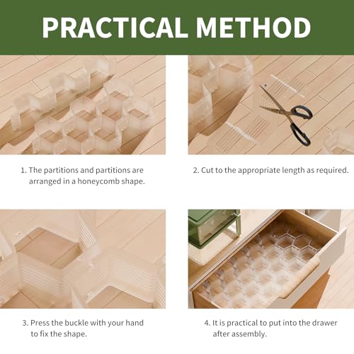 Kocuos Honeycomb Separator Adjustable Drawer Organizer Divider for Underwear Belt-Scarf Socks Organizer (White(2pcs)) - Image 5