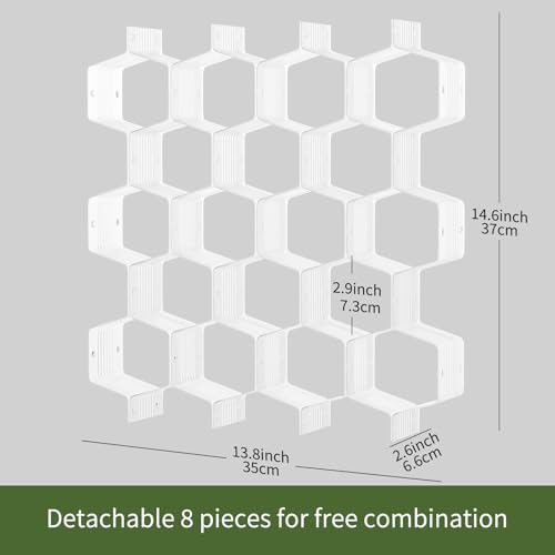 Kocuos Honeycomb Separator Adjustable Drawer Organizer Divider for Underwear Belt-Scarf Socks Organizer (White(2pcs)) - Image 2