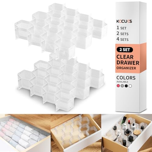 Kocuos Honeycomb Separator Adjustable Drawer Organizer Divider for Underwear Belt-Scarf Socks Organizer (White(2pcs)) - Image 1