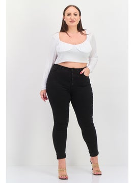 Another Reason Women Plus Size Scoop Neck Long Sleeves Plain Top, White  - Image 4