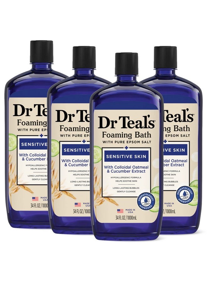 Dr Teal's Dr Teal's Foaming Bath with Pure Epsom Salt, Sensitive Skin with Colloidal Oatmeal & Cucumber, 34 fl oz (Pack of 4)  - Image 1