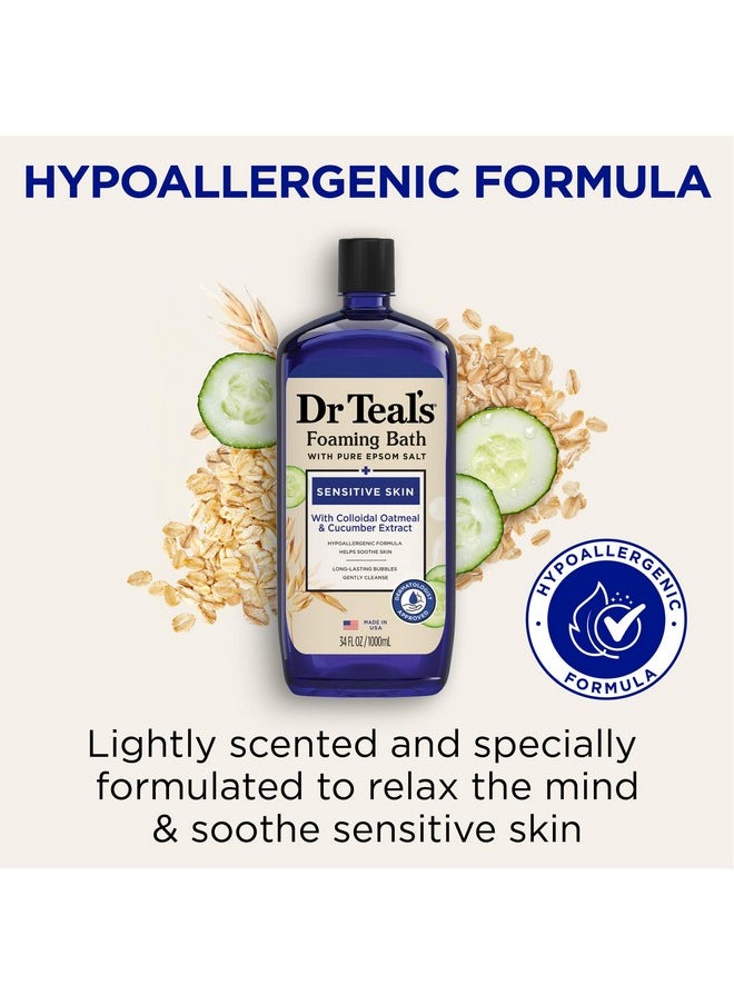 Dr Teal's Dr Teal's Foaming Bath with Pure Epsom Salt, Sensitive Skin with Colloidal Oatmeal & Cucumber, 34 fl oz (Pack of 4)  - Image 3