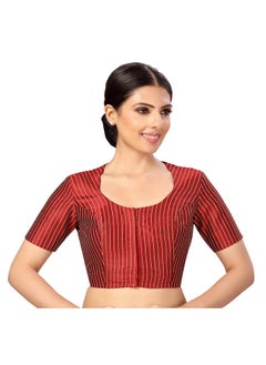 Studio Shringaar Studio Shringaar Womens Polyester Short Sleeves Handloom Silk Saree Blouse(Red, 36)  - Image 1