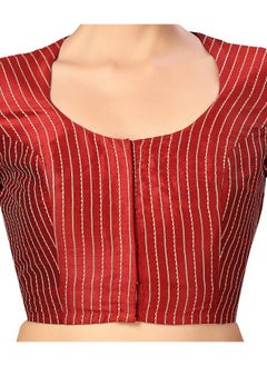 Studio Shringaar Studio Shringaar Womens Polyester Short Sleeves Handloom Silk Saree Blouse(Red, 36)  - Image 3