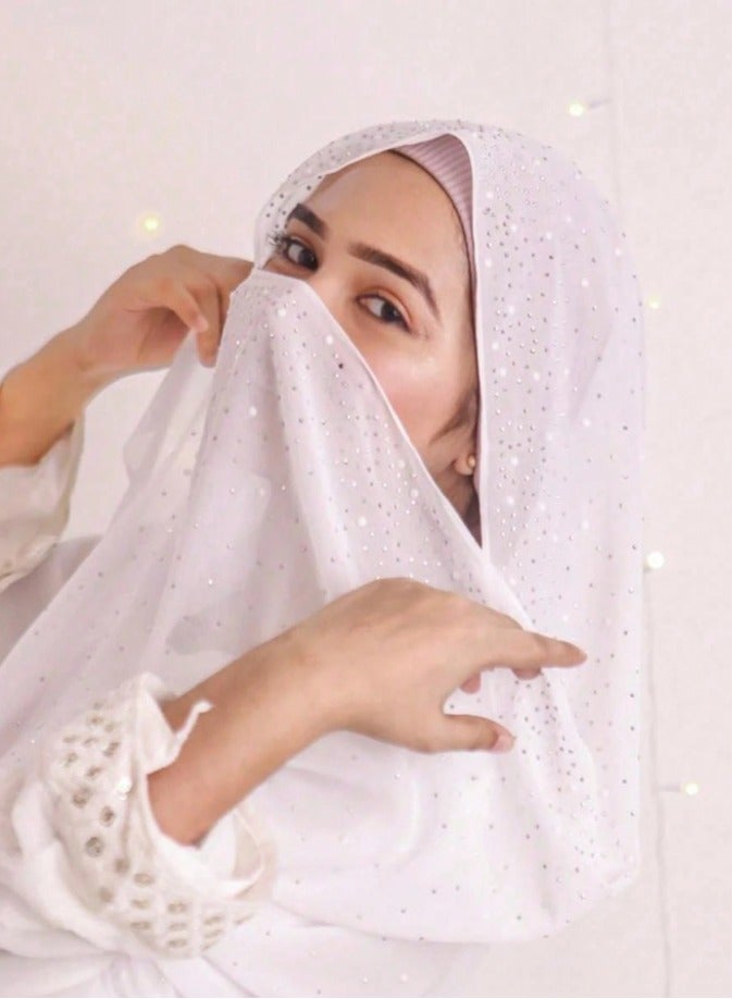 شيفون حجاب لون صلب النساء الموضة شال براقة ناعمة أوشال طويلة رأس لف الأوشال - Image 2