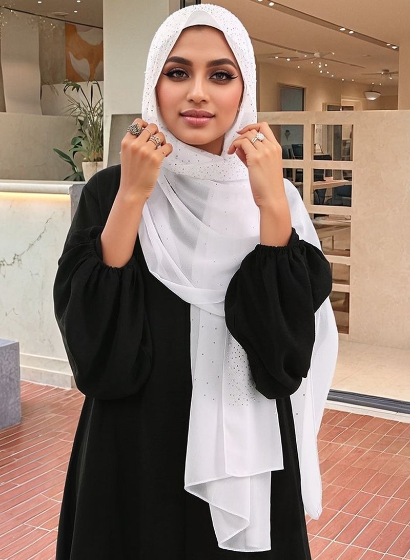 شيفون حجاب لون صلب النساء الموضة شال براقة ناعمة أوشال طويلة رأس لف الأوشال - Image 4