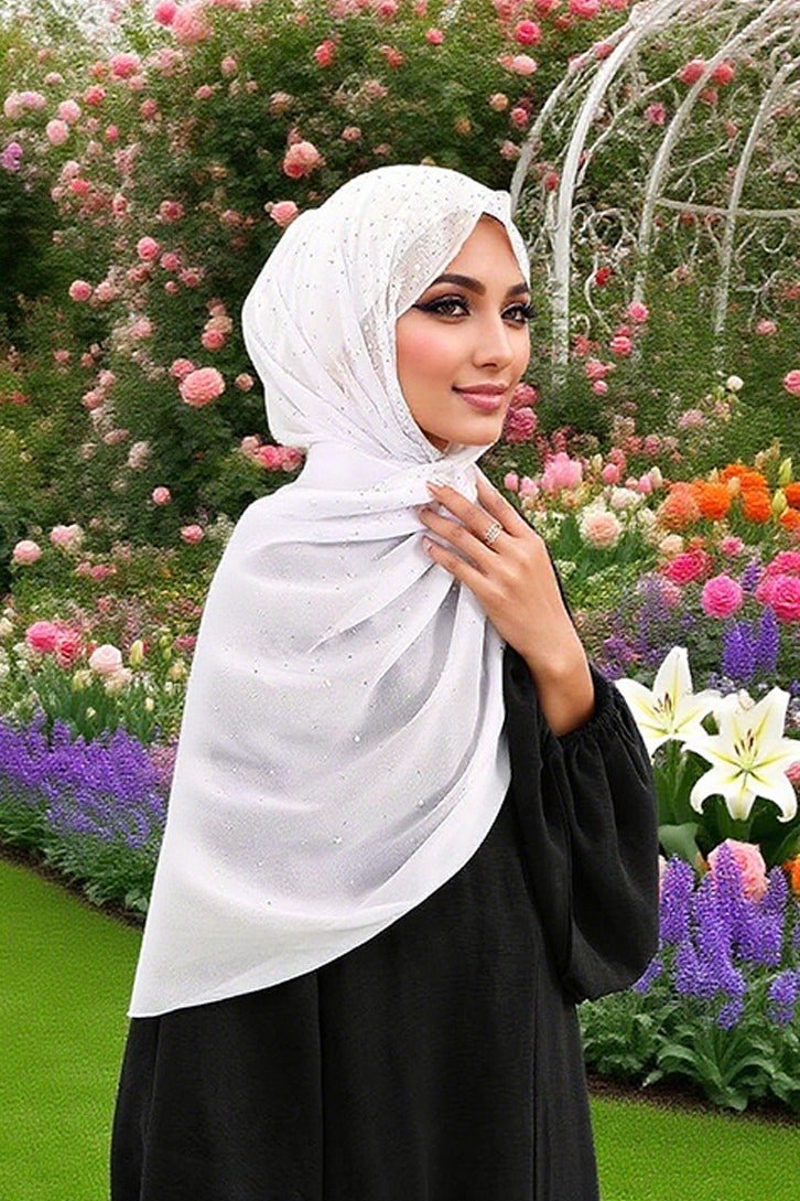 شيفون حجاب لون صلب النساء الموضة شال براقة ناعمة أوشال طويلة رأس لف الأوشال - Image 1
