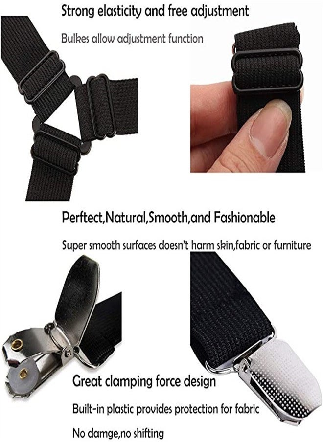 ORiTi - Bed Sheet Holder Straps, Adjustable Bed Sheet Fastener and Triangle Elastic Mattress Sheet Clips Suspenders Grippers Keeping Sheets Place for Bedding Mattress, Sofa, Cushion (4 PCS) - Image 1