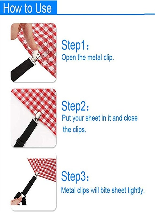 ORiTi - Bed Sheet Holder Straps, Adjustable Bed Sheet Fastener and Triangle Elastic Mattress Sheet Clips Suspenders Grippers Keeping Sheets Place for Bedding Mattress, Sofa, Cushion (4 PCS) - Image 1