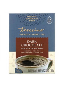 teeccino Teeccino, Prebiotic Herbal Tea, Organic Dark Chocolate, Caffeine Free, 10 Tea Bags, 2.12 oz (60 g)  - Image 2