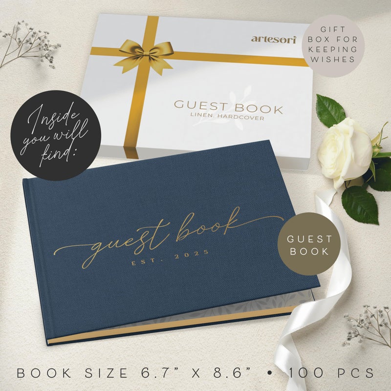 ARTESORI Custom 2025 Wedding Guest Book for Reception â€” Gold-Foiled Guestbook to Sign in, Elegant Baby Shower Guest Book for Party & Birthday â€” Photo & Polaroid Guest Book for Wedding & Bridal Shower - Image 2
