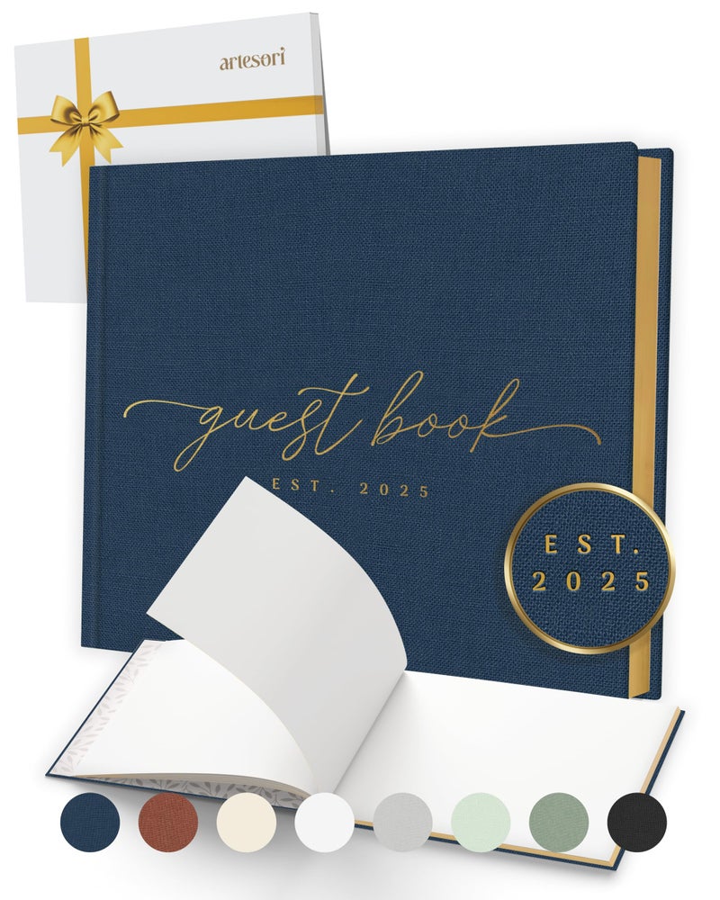 ARTESORI Custom 2025 Wedding Guest Book for Reception â€” Gold-Foiled Guestbook to Sign in, Elegant Baby Shower Guest Book for Party & Birthday â€” Photo & Polaroid Guest Book for Wedding & Bridal Shower - Image 1