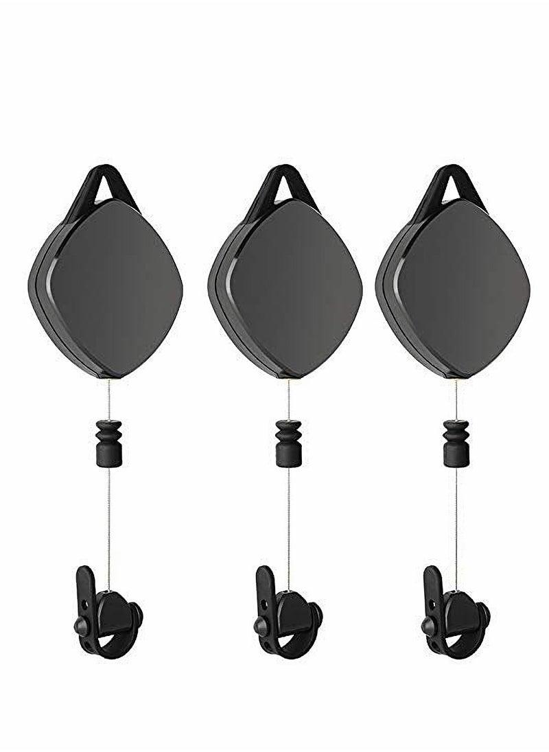 Generic - VR Cable Management System, Ceiling Hooks with Retractable Carabiner, Retractable Ceiling Pulley System for Oculus Quest/Quest 2/HTC Vive/Vive Pro/Oculus Rift/Rift S[3 Packs,Black] - Image 1