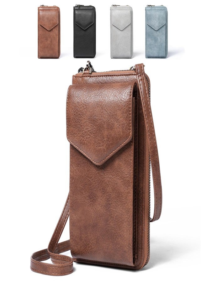 SENDEFN Small Crossbody Bag for Women Cell Phone Purse Leather Wallet Purse Shoulder Bag with Adjustable Strap Brown - Image 2