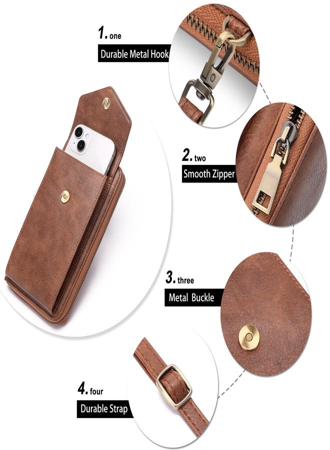 SENDEFN Small Crossbody Bag for Women Cell Phone Purse Leather Wallet Purse Shoulder Bag with Adjustable Strap Brown - Image 4