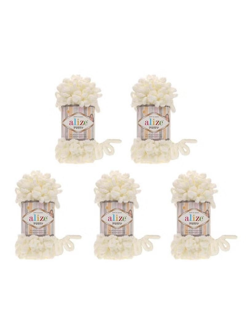 5 Pcs Alize Puffy 62 Micropolyester Hand Knitting Yarn For Blanket