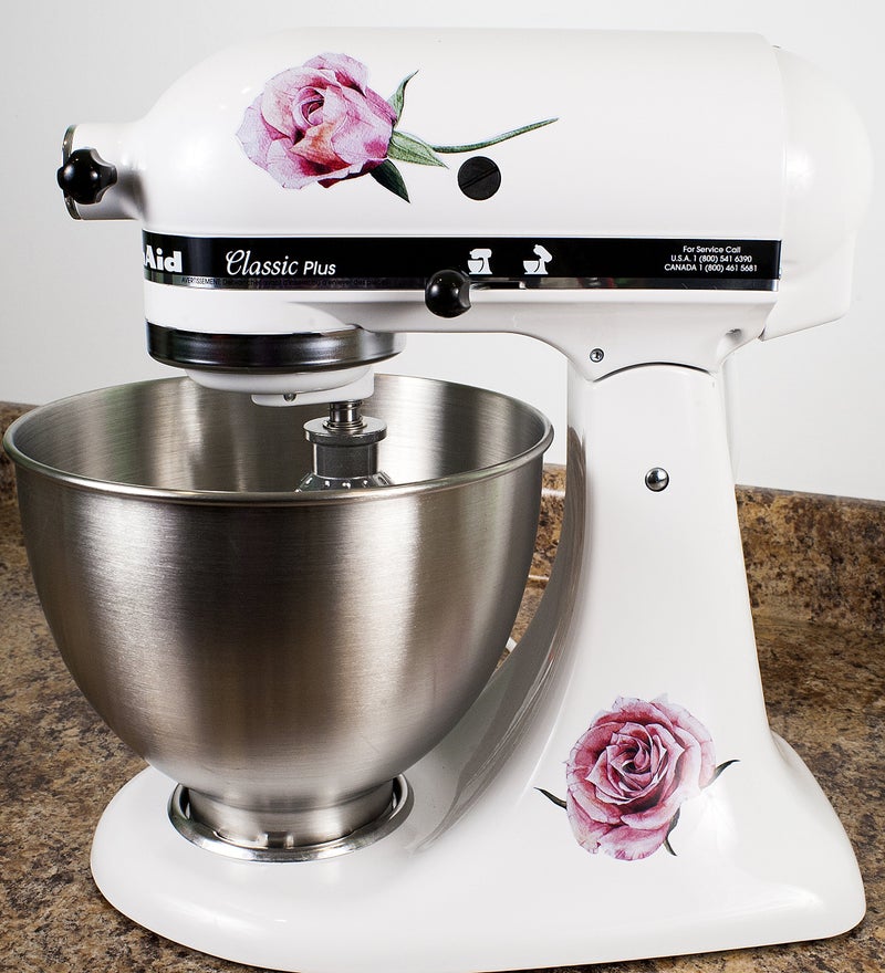 Milk Mug Designs Victorian Roses Floral Bakery Vinyl Decals for Kitchen Mixers Stickers