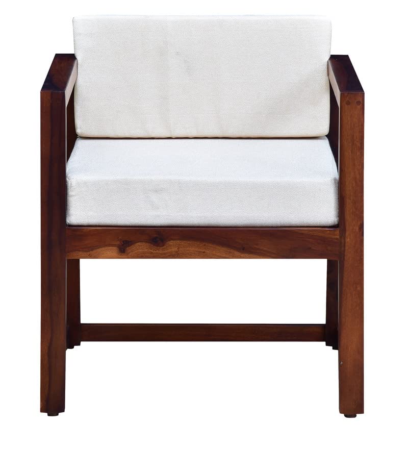 ODEJIA Single Seater Sofa for Living Room with White Pillow Wooden Furniture Sofas