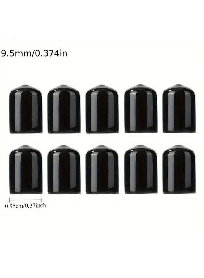 Universal 11mm Black Rubber Pool Cue Tip Covers 10 Pack Durable Ferrule Protectors - Image 2