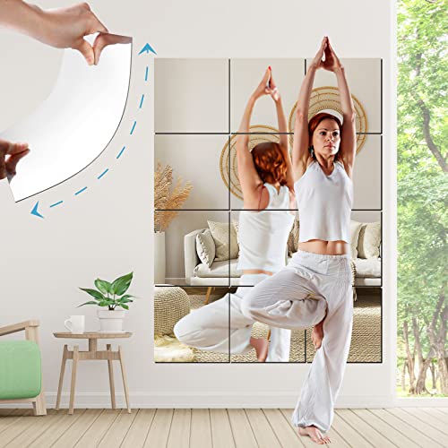 SLDIYWOW Wall Mirror Full Length, 4Pcs Full Body Mirror for Bedroom, Safety Unbreakable Mirror Great for Baby Kids Toddler, Full Body Mirror Tiles for Bedroom, Home Gym, Living Room - Image 2