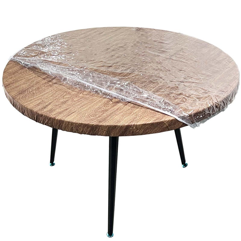 LIBERECOO Clear Round Fitted Vinyl Tablecloth - Fits 45-48" Diameter Tables - Heavy Duty Elasticized Table Cover Elastic Edged Plastic Tablecloth Protector - Image 2