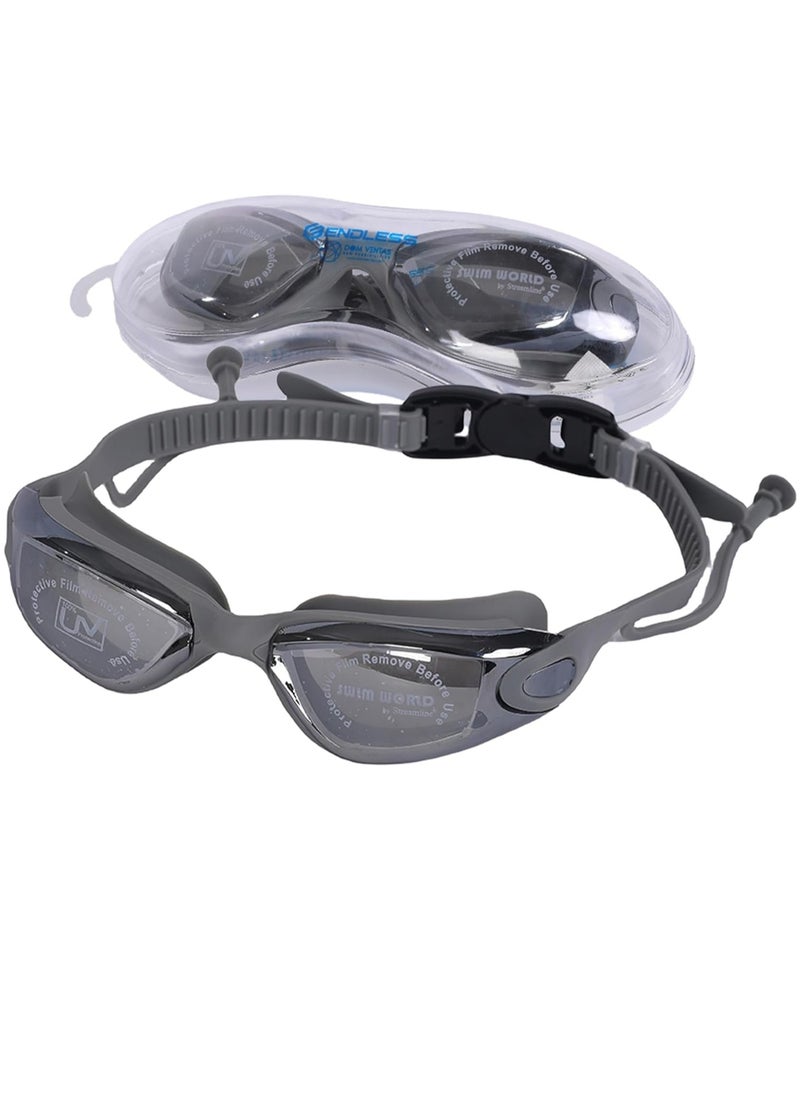ENDLESS  Premium Swimming Goggle with Anti-Fog and UV Protection | Stylish Big Frame for more Visibility | Soft Silicone Gasket for Leak Proof | With Hard Case  - Image 1