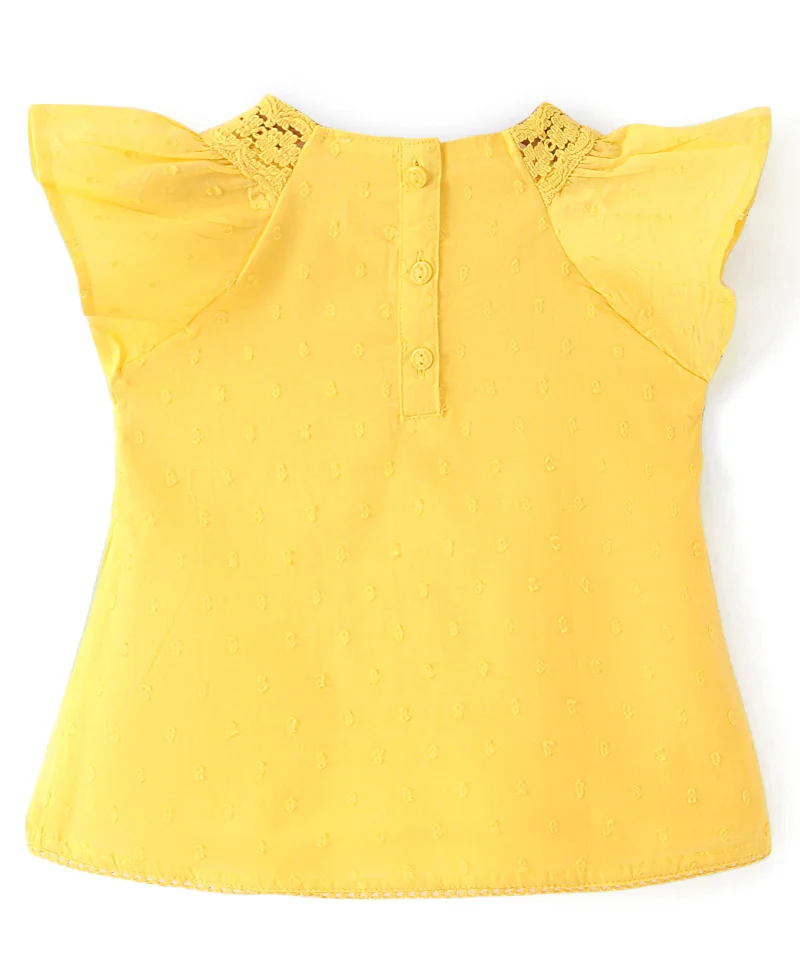 babyhug Babyhug 100% Cotton Woven Sleeveless Top with Frill & Lace Detailing- Yellow