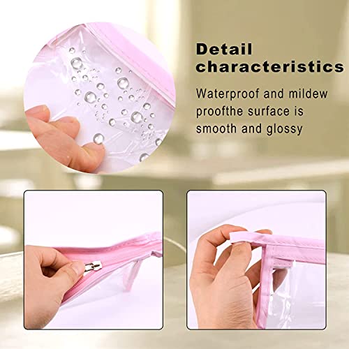 AQBAH Polyurethane Large Capacity Big Pencil Pouch For Girls & Boys, Transparent Pen Bag Organizer For School, Collage, Multi-Purpose Stationary Bag Pack Of 1 (Pink) - Image 4