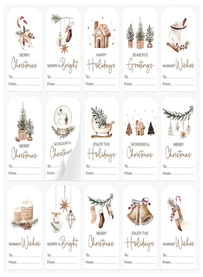 AUDREE 210 Pcs Christmas Gift Tags Sticker - Self Adhesive Cozy Holiday Gift Tags for Xmas Presents - Christmas Name Tags Label Stickers for Xmas Gifts Wrap Presents Box Envelope Decor - Image 1