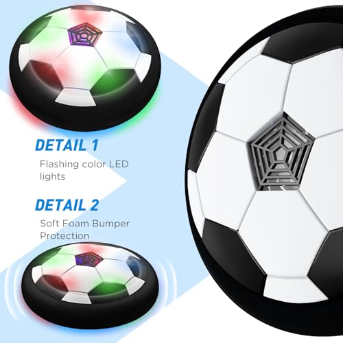 Toyk LED Hover Soccer Ball Boy Toys Air Power Kids Training Ball Playing Football Indoor Outdoor Game Birthday Gifts for Age 3 4 5 6 7 810 Years Old Boys Girls Soccer 2PCS Black - Image 5