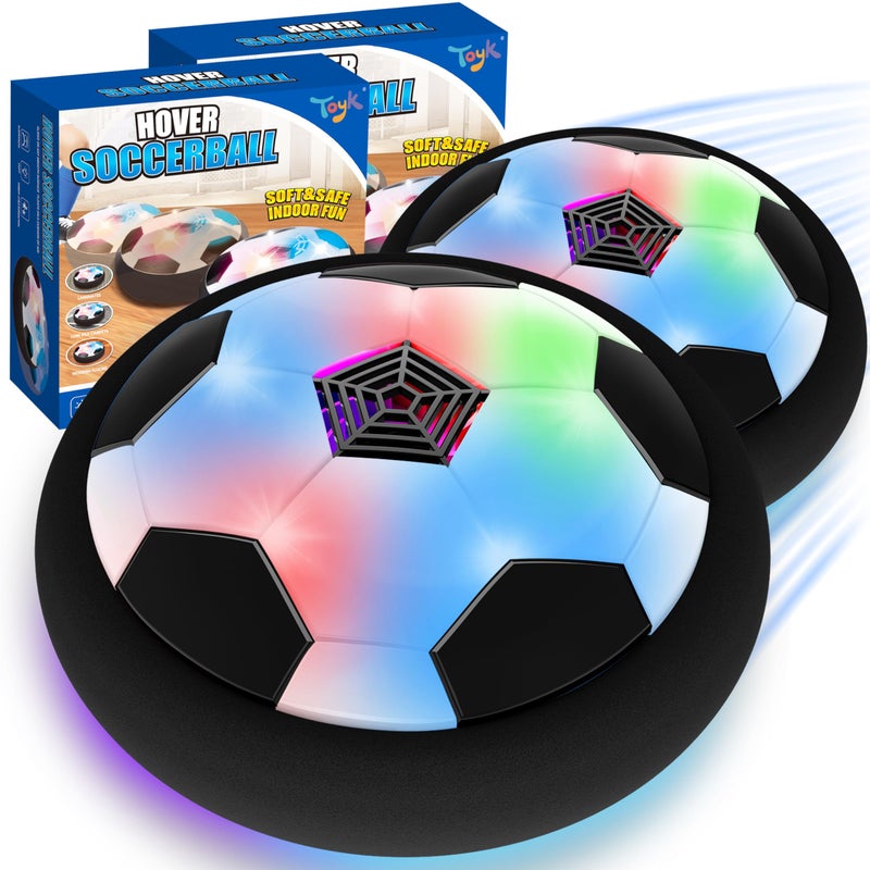 Toyk LED Hover Soccer Ball Boy Toys Air Power Kids Training Ball Playing Football Indoor Outdoor Game Birthday Gifts for Age 3 4 5 6 7 810 Years Old Boys Girls Soccer 2PCS Black - Image 3