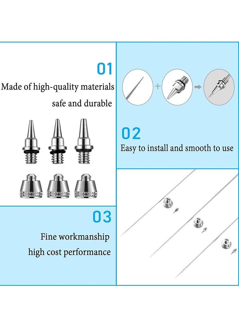 Excefore - Airbrush Nozzle Needle Nozzle Cap Kit with Wrench Airbrush Replacement Parts for Spray Gun Sprayer Accessories, 0.2 mm, 0.3 mm, 0.5 mm 10 Pieces - Image 1