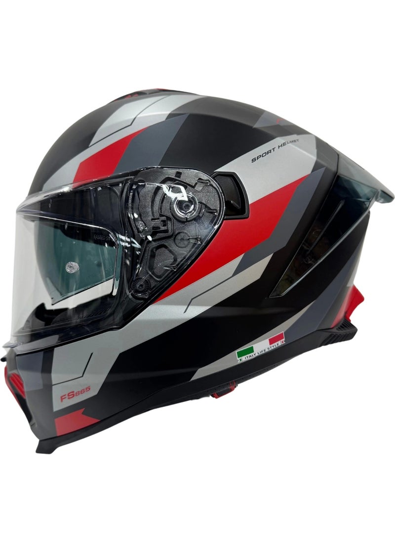 sway Helmet Sw 865 Titan Black White Red With Sunglasses  - Image 2