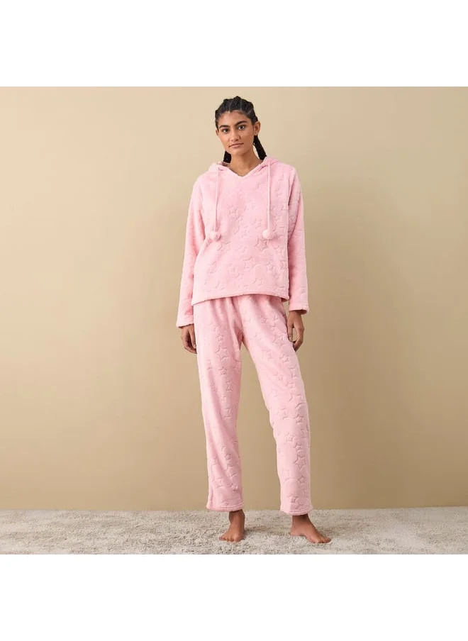 FAV Textured Hooded Top and Pyjama Set