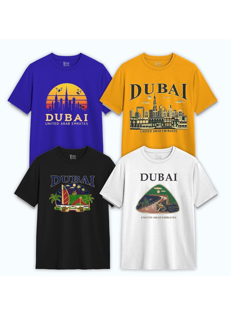 Yoo Street Yoo Street Dubai Skyline Vibes T-Shirts – Pack of 4 – Modern Streetwear with a Middle Eastern Twist  - Image 1