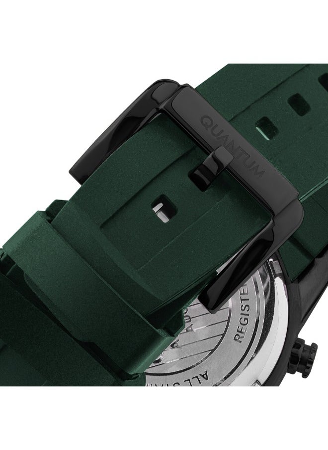 Quantum QUANTUM ADG678.675 Men Multi Function Display Watch & Silicone Strap Green  - Image 3