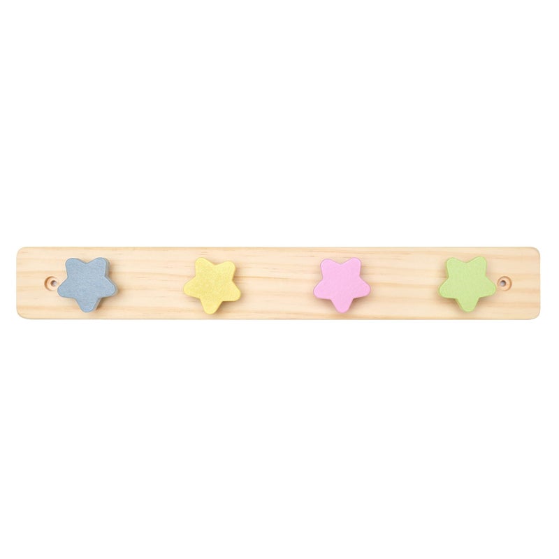 WONDERBEE WonderBee Kids Coat Rack Wall Mount  Kids Wall Hooks for Backpacks Towels and Coats  Mounted 14 Wall Hanger  Decorative for Kids Bedroom Playroom Bathroom  Natural Pine