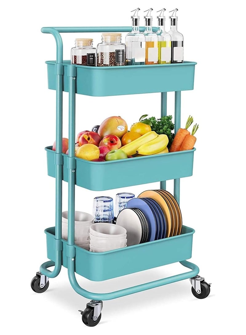 DubaiGallery 3 Tier Metal Utility Multipurpose Trolley Organizer Cart With Wheels For Office, Kitchen Bathroom Bedroom  - Image 1