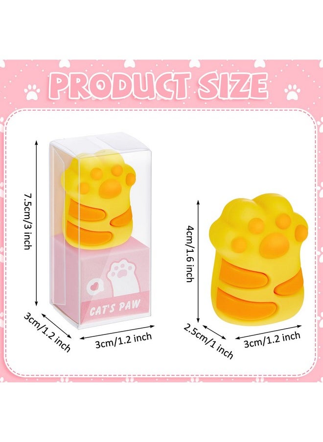 Henoyso - 4 Pcs Cute Cat Paw Pencil Sharpener Kawaii Manual Pencils Sharpeners Cat Claw Cute Pencil Sharpener Kids Handheld Pencil Sharpener Cute School Supplies For Girls Office Home School, Pink Yellow - Image 1