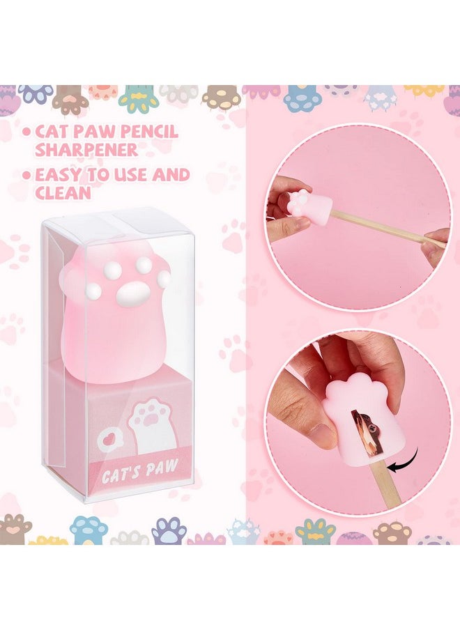 Henoyso - 4 Pcs Cute Cat Paw Pencil Sharpener Kawaii Manual Pencils Sharpeners Cat Claw Cute Pencil Sharpener Kids Handheld Pencil Sharpener Cute School Supplies For Girls Office Home School, Pink Yellow - Image 1